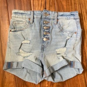 Aeropostale women’s ladies girls jean denim shorts high rise EUC size 6